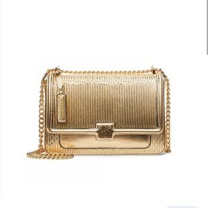 Victoria Secret Gold pleated crossbody handbag